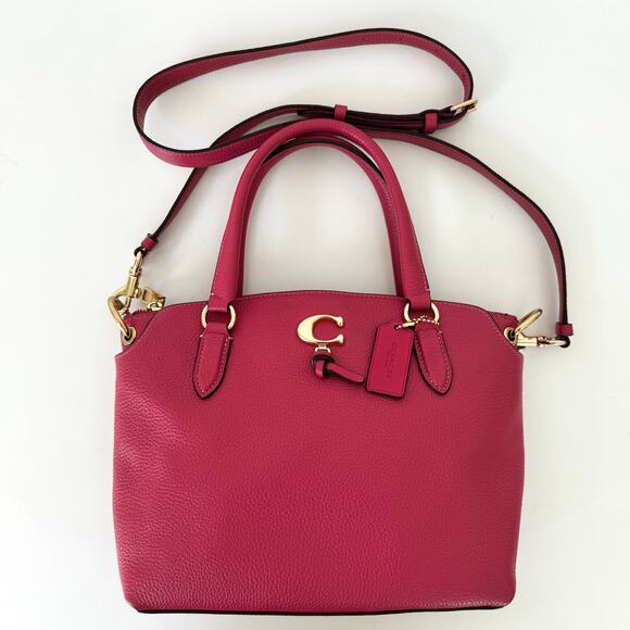 Coach Remi Satchel Pink Pebbled Leather Crossbody Shoulder Handbag 1317 - Picture 3 of 14